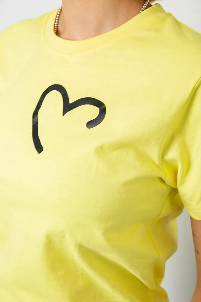 Купить Футболка женская с принтом  -уценка, цвет желтый, 238R57384-1-U-6 - Фото №5