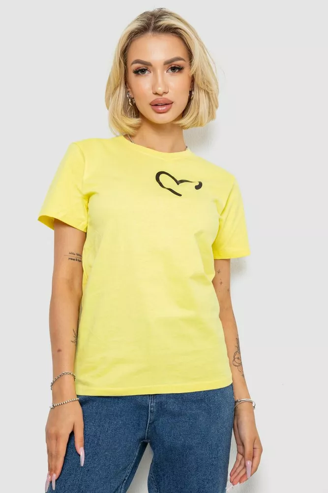 Купить Футболка женская с принтом  -уценка, цвет желтый, 238R57384-1-U-6 - Фото №1