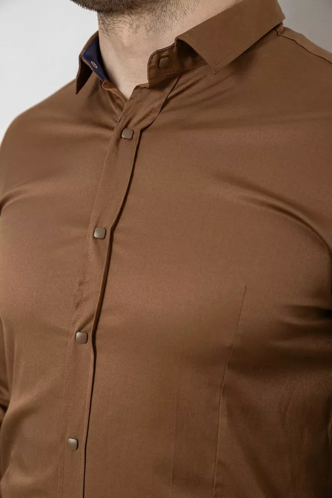 Купить Рубашка мужская однотонная, цвет коричневый, 186R6917 - Фото №5