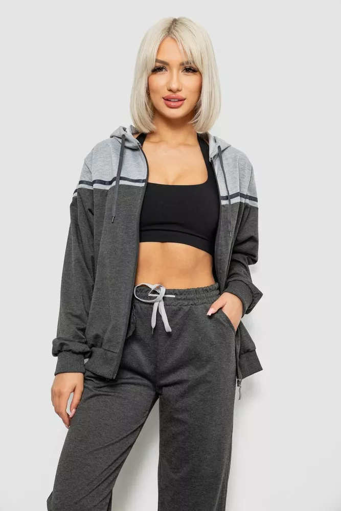 Купити Спортивний костюм жіночий двонитка, колір сірий, 244R9126 - Фото №2