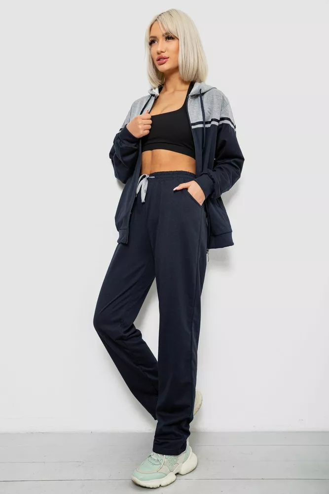 Купити Спортивний костюм жіночий двонитка, колір синій, 244R9126 - Фото №3