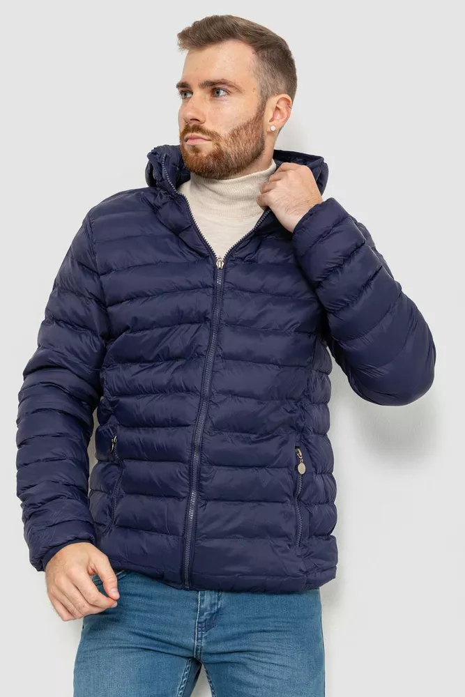 Купити Куртка чоловіча демісезонна з капюшоном, колір синій, 129R11002 - Фото №1