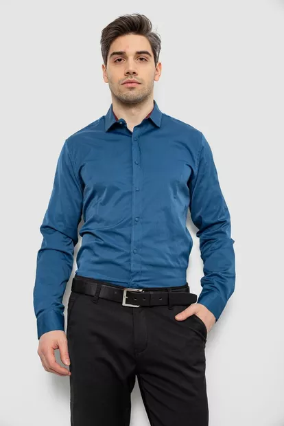 Рубашка мужская однотонная, цвет синий, 186R6917