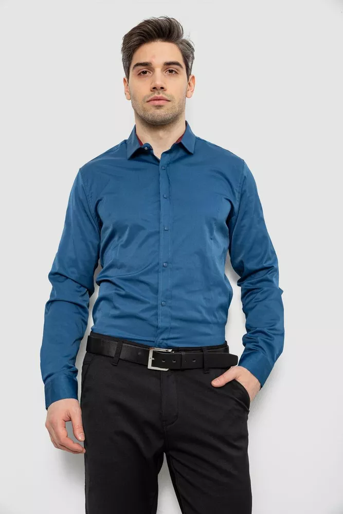 Купить Рубашка мужская однотонная, цвет синий, 186R6917 - Фото №1
