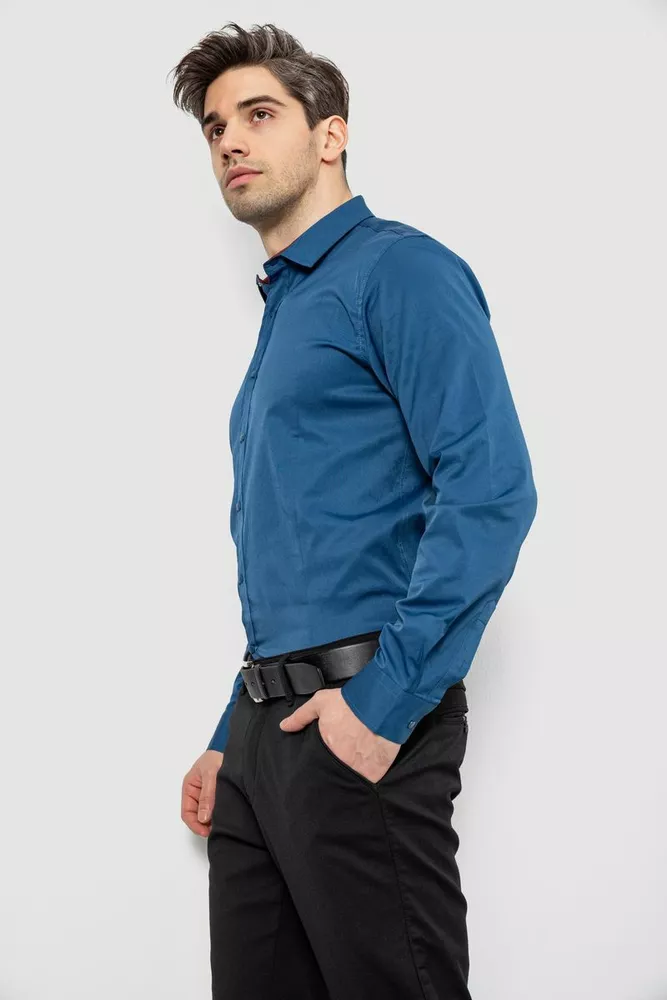 Купить Рубашка мужская однотонная, цвет синий, 186R6917 - Фото №3