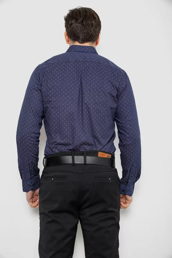 Купить Рубашка мужская однотонная с принтом, цвет синий, 186R2008 - Фото №4