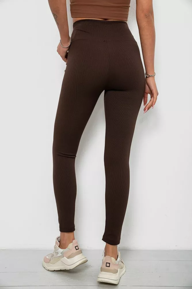 Купить Лосины женские однотонные в рубчик, цвет шоколадный, 214RU200 - Фото №4