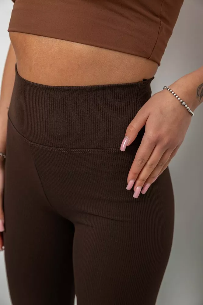 Купить Лосины женские однотонные в рубчик, цвет шоколадный, 214RU200 - Фото №5