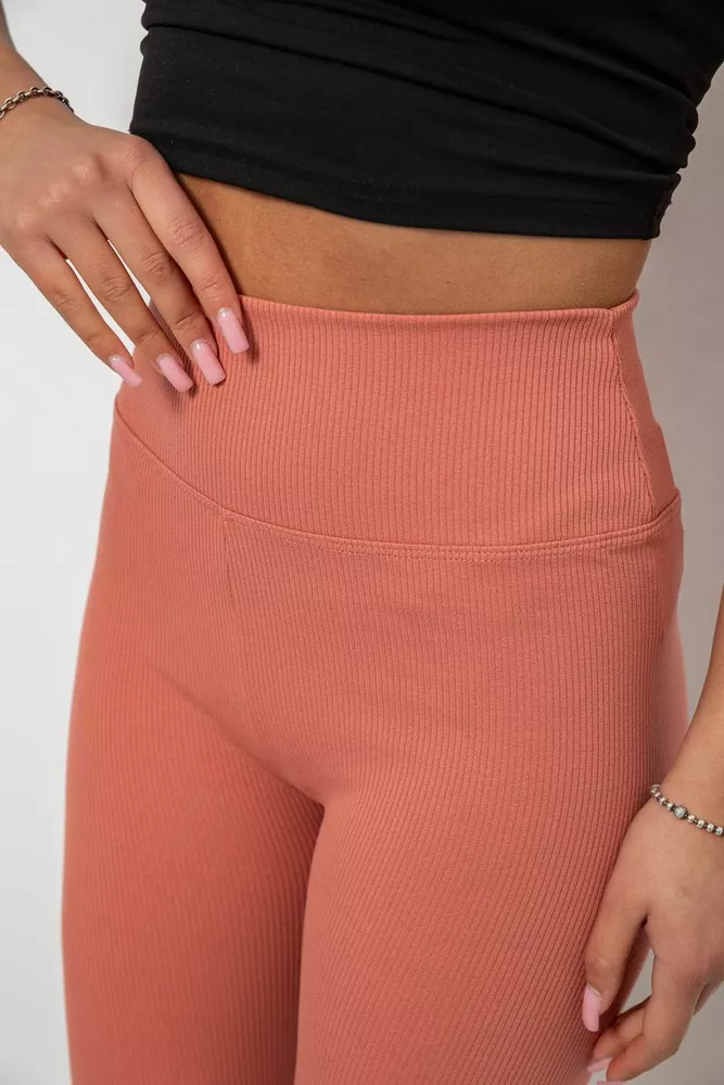 Купить Лосины женские однотонные в рубчик, цвет темно-коралловый, 214RU200 - Фото №5