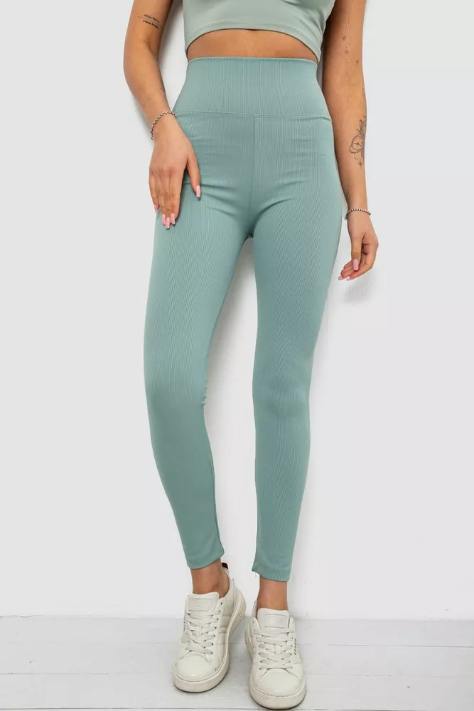 Купить Лосины женские однотонные в рубчик, цвет темно-оливковый, 214RU200 - Фото №1