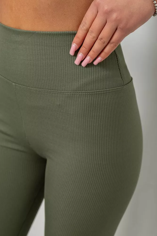Купить Лосины женские однотонные в рубчик, цвет темно-оливковый, 214RU200 - Фото №10