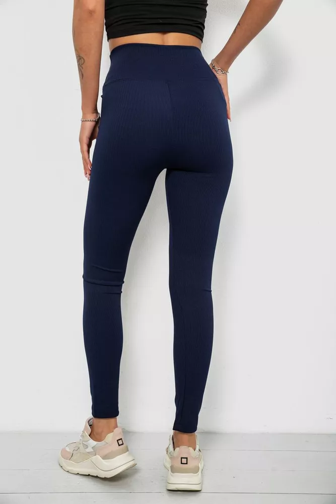 Купить Лосины женские однотонные в рубчик, цвет темно-синий, 214RU200 - Фото №4