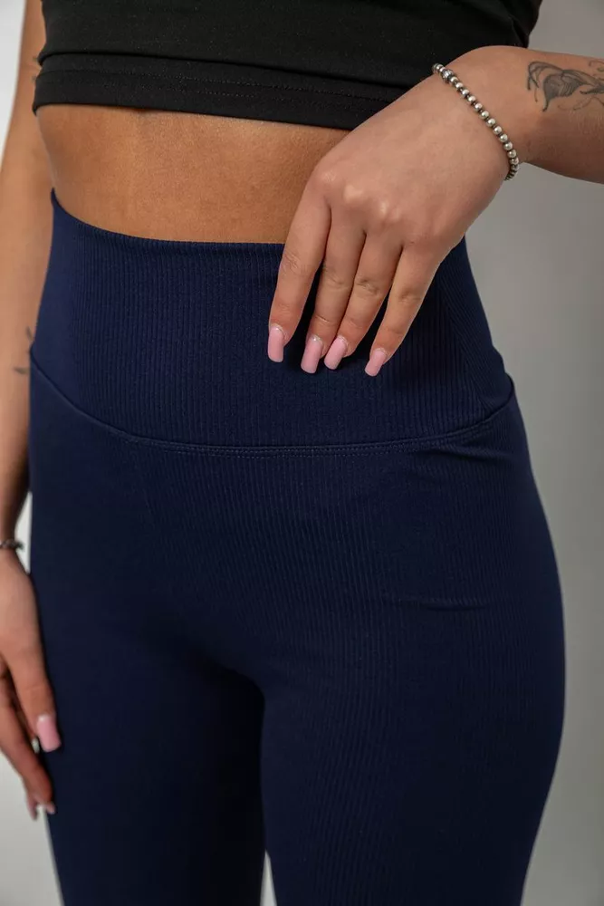 Купить Лосины женские однотонные в рубчик, цвет темно-синий, 214RU200 - Фото №5