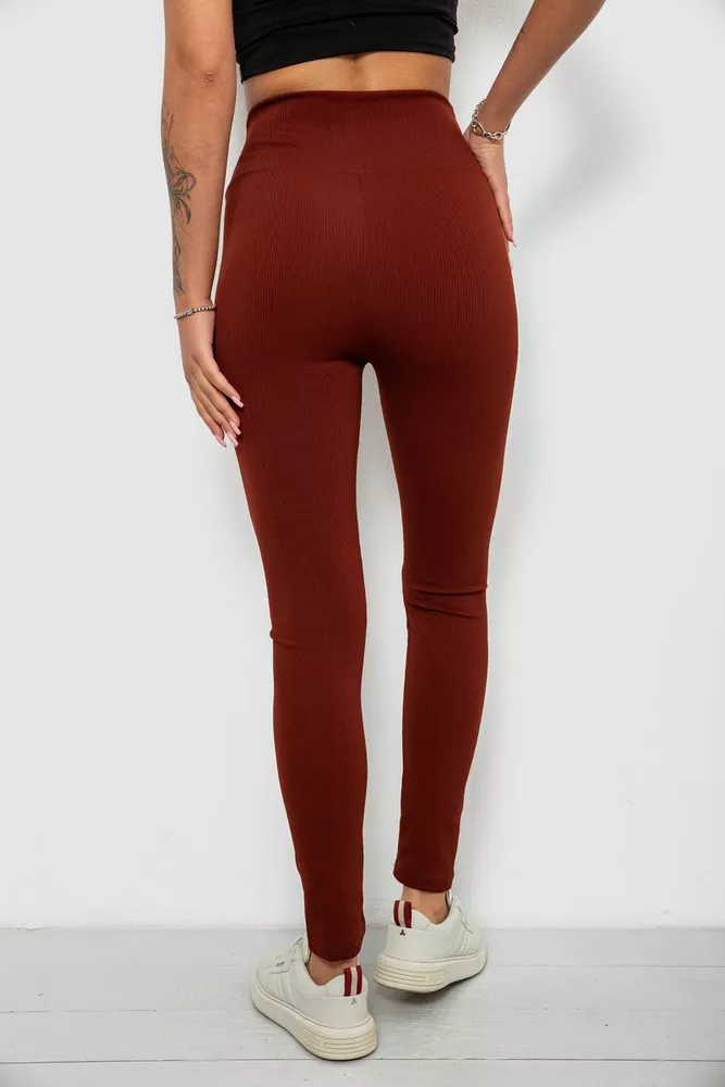 Купить Лосины женские однотонные в рубчик, цвет терракотовый, 214RU200 - Фото №4
