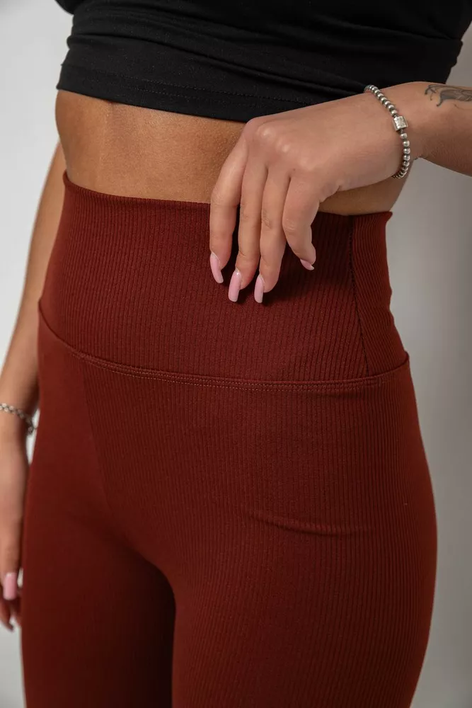 Купить Лосины женские однотонные в рубчик, цвет терракотовый, 214RU200 - Фото №5