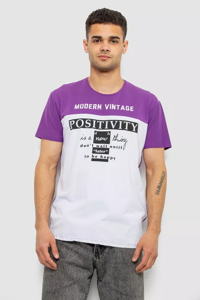 Купити Футболка чоловіча з принтом, колір фіолетовий, 244R4797 - Фото №1