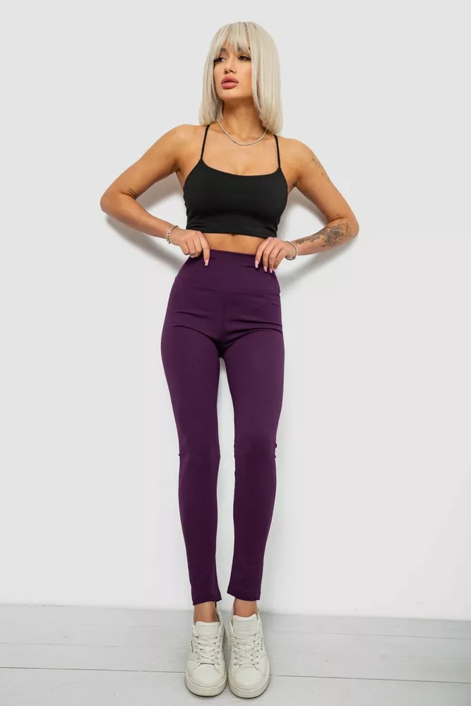 Купить Лосины женские однотонные в рубчик, цвет фиолетовый, 214RU200 - Фото №2
