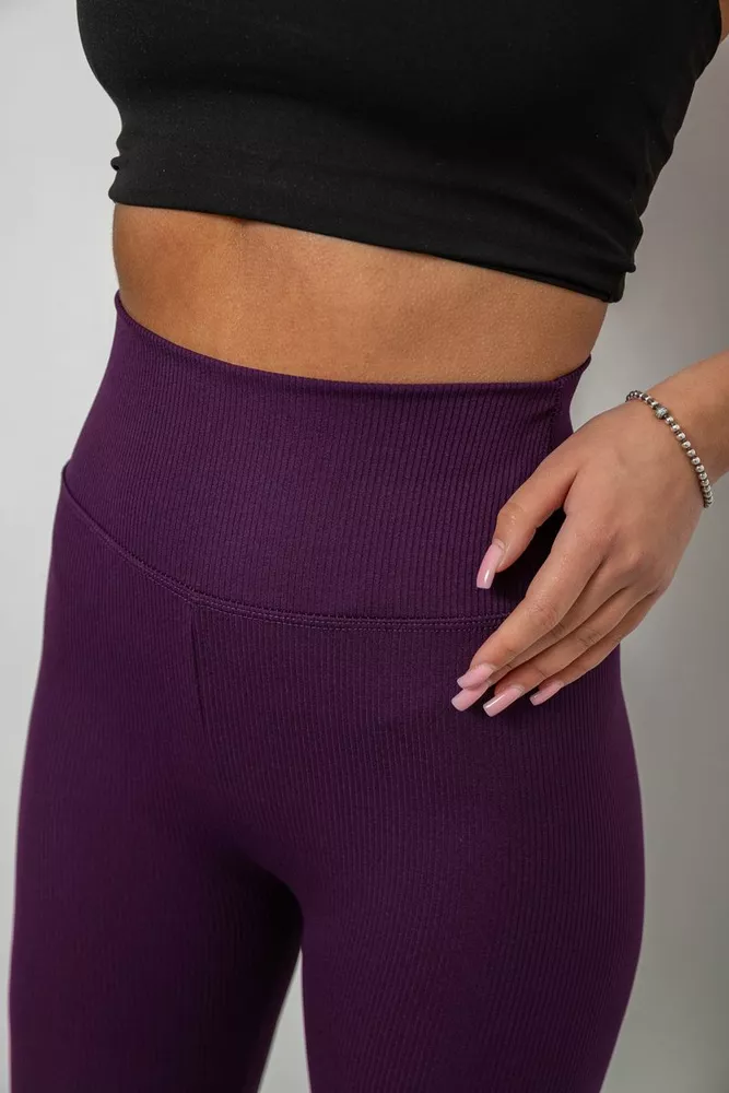 Купить Лосины женские однотонные в рубчик, цвет фиолетовый, 214RU200 - Фото №5