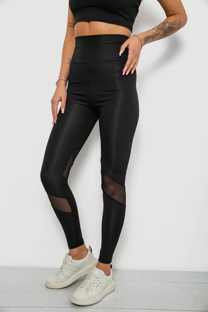 Купить Лосины женские однотонные, цвет черный, 214R002L - Фото №3