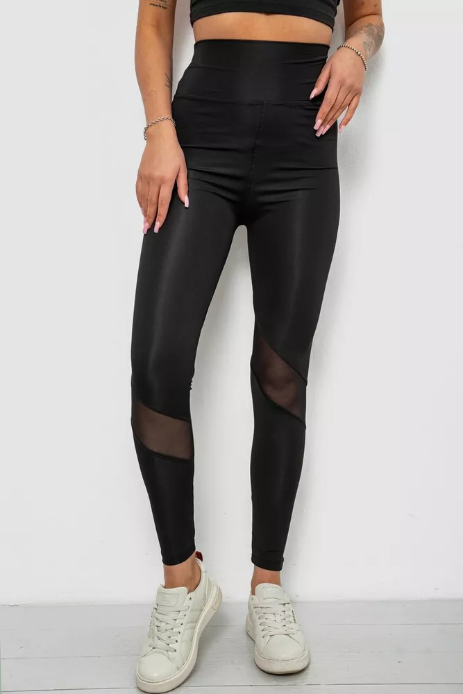 Купить Лосины женские однотонные, цвет черный, 214R002L - Фото №1