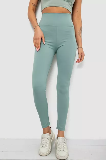 Лосины женские однотонные в рубчик, цвет светло-оливковый, 214RU200