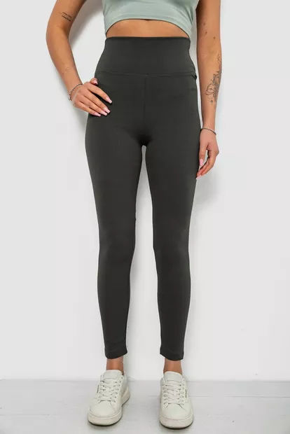 Лосины женские однотонные в рубчик, цвет хаки, 214RU200