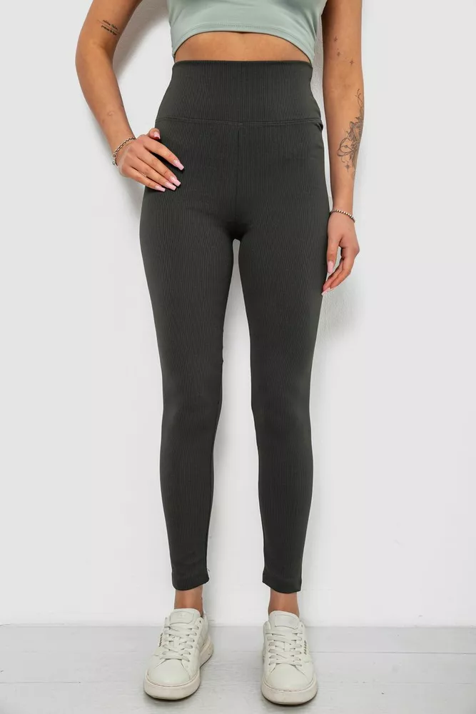 Купить Лосины женские однотонные в рубчик, цвет хаки, 214RU200 - Фото №1