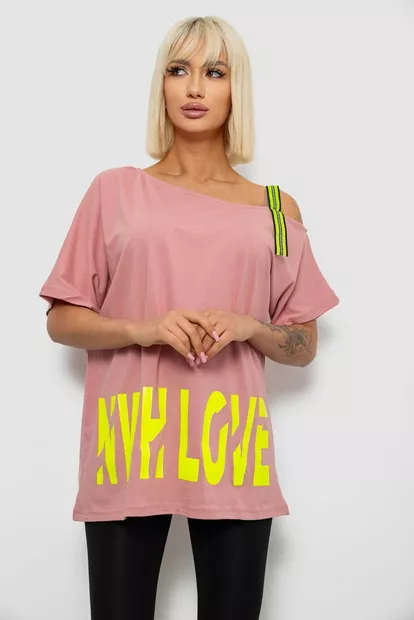 Футболка женская с принтом, цвет пудровый, 244R2158