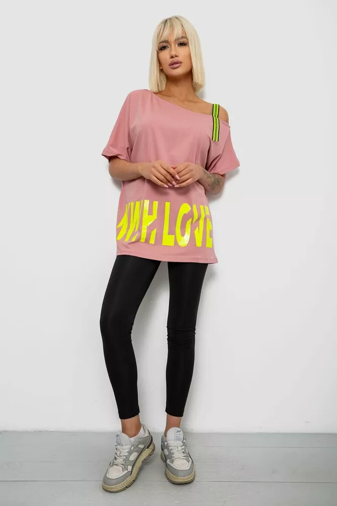 Купить Футболка женская с принтом, цвет пудровый, 244R2158 - Фото №2