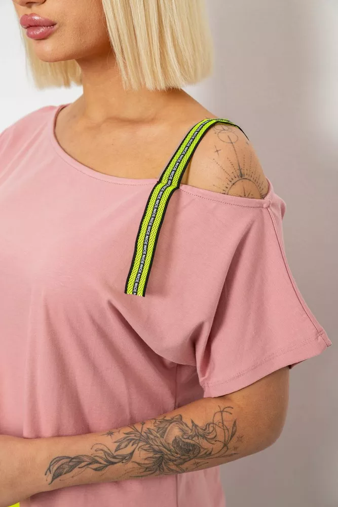 Купить Футболка женская с принтом, цвет пудровый, 244R2158 - Фото №5