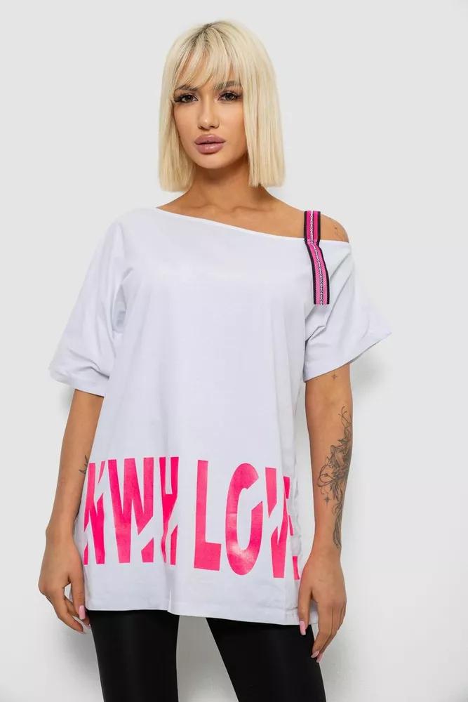 Купити Футболка жіноча з принтом, колір білий, 244R2158 - Фото №1