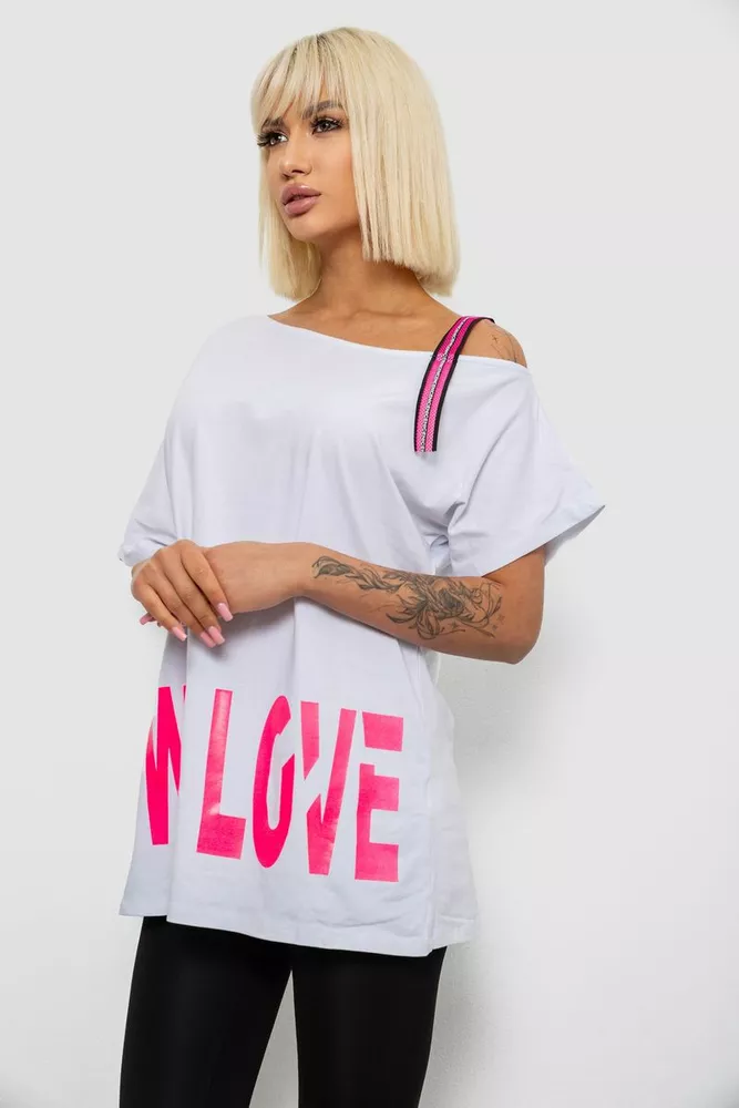 Купити Футболка жіноча з принтом, колір білий, 244R2158 - Фото №3