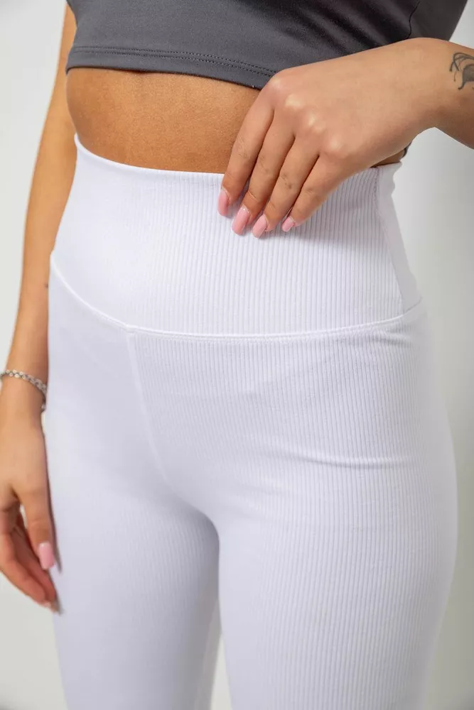 Купить Лосины женские однотонные в рубчик, цвет белый, 214RU200 - Фото №5