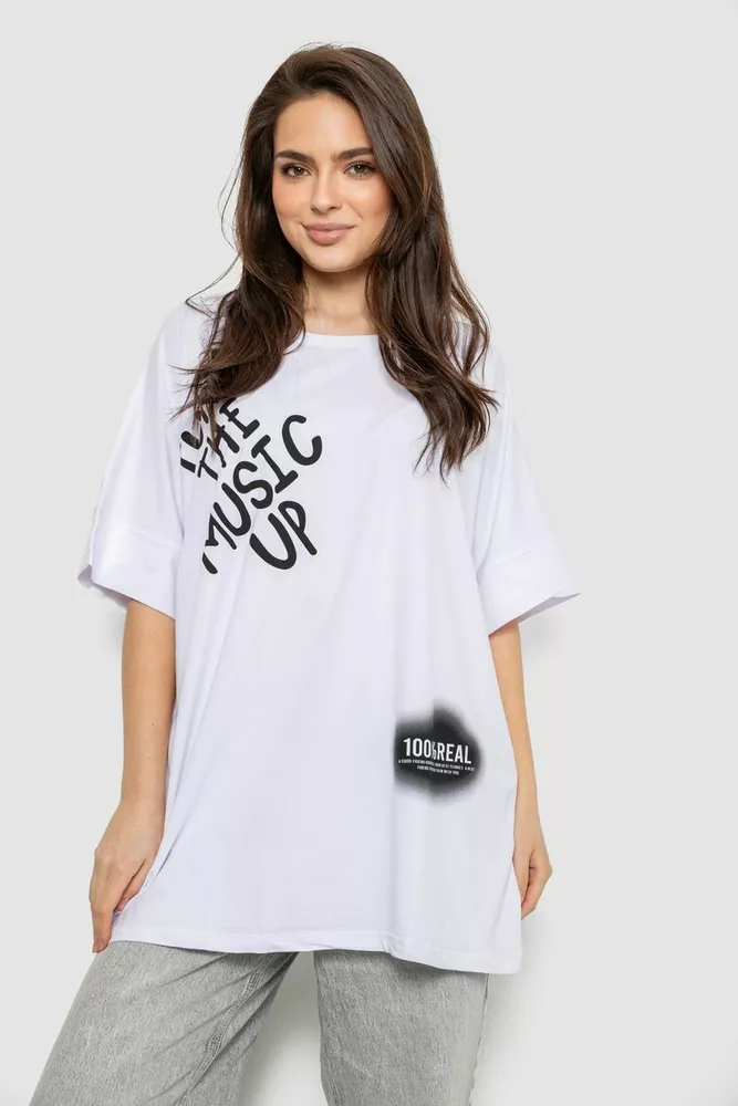 Купить Футболка женская с принтом, цвет белый, 244R4002-2 - Фото №1