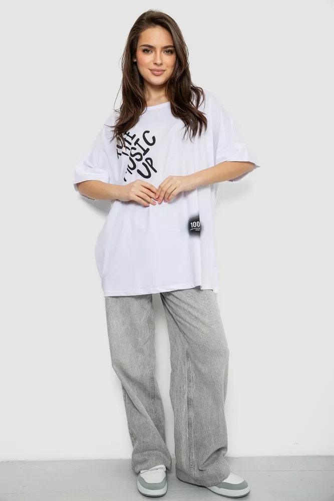 Купить Футболка женская с принтом, цвет белый, 244R4002-2 - Фото №2