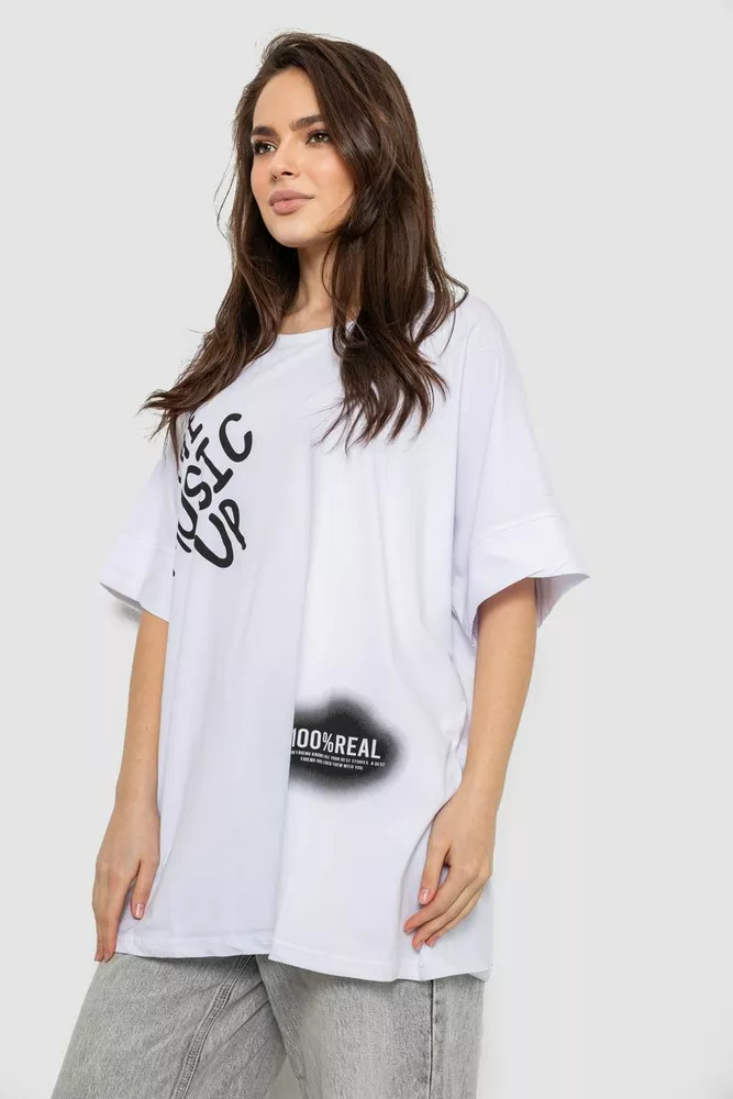 Купить Футболка женская с принтом, цвет белый, 244R4002-2 - Фото №3