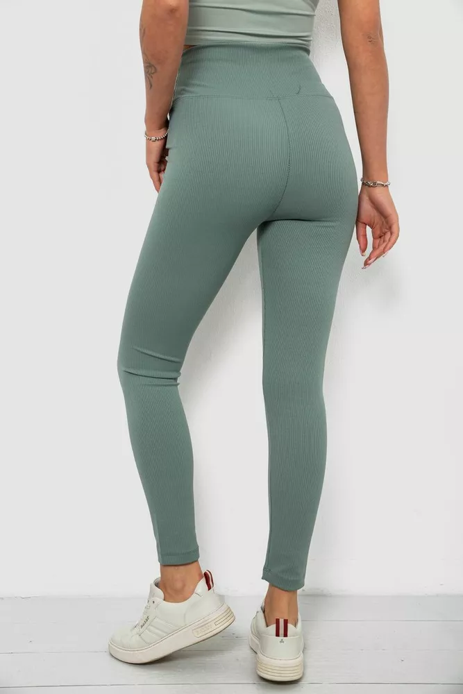 Купити Лосини жіночі однотонні в рубчик, колір оливковий, 214RU200 - Фото №4