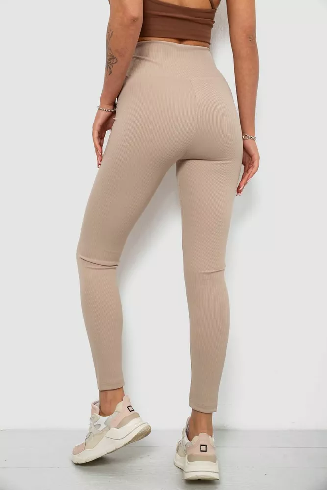 Купить Лосины женские однотонные в рубчик, цвет бежевый, 214RU200 - Фото №4