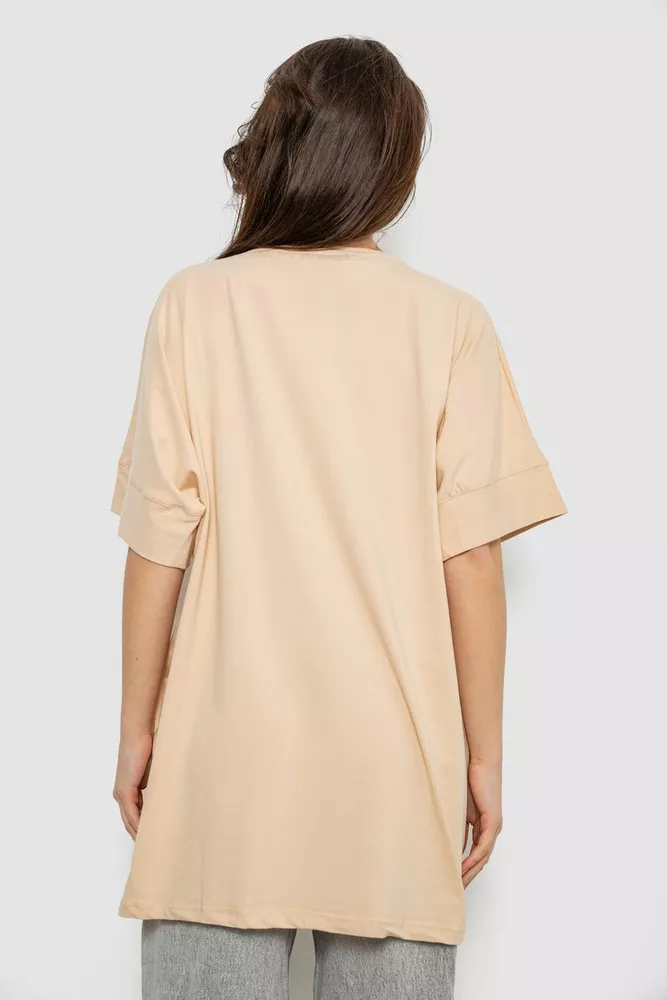 Купить Футболка женская с принтом, цвет бежевый, 244R4002-2 - Фото №4