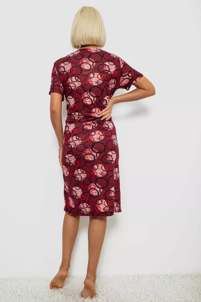 Купить Халат женский на молнии с принтом, цвет бордовый, 257R1030-1 - Фото №4