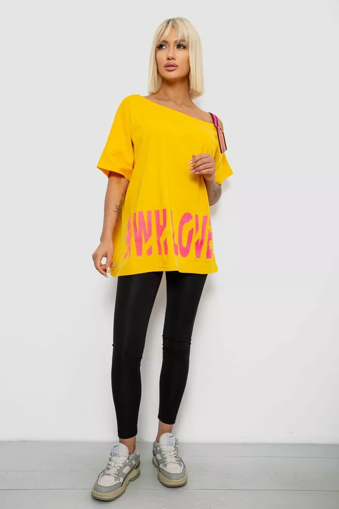 Купить Футболка женская с принтом, цвет желтый, 244R2158 - Фото №2