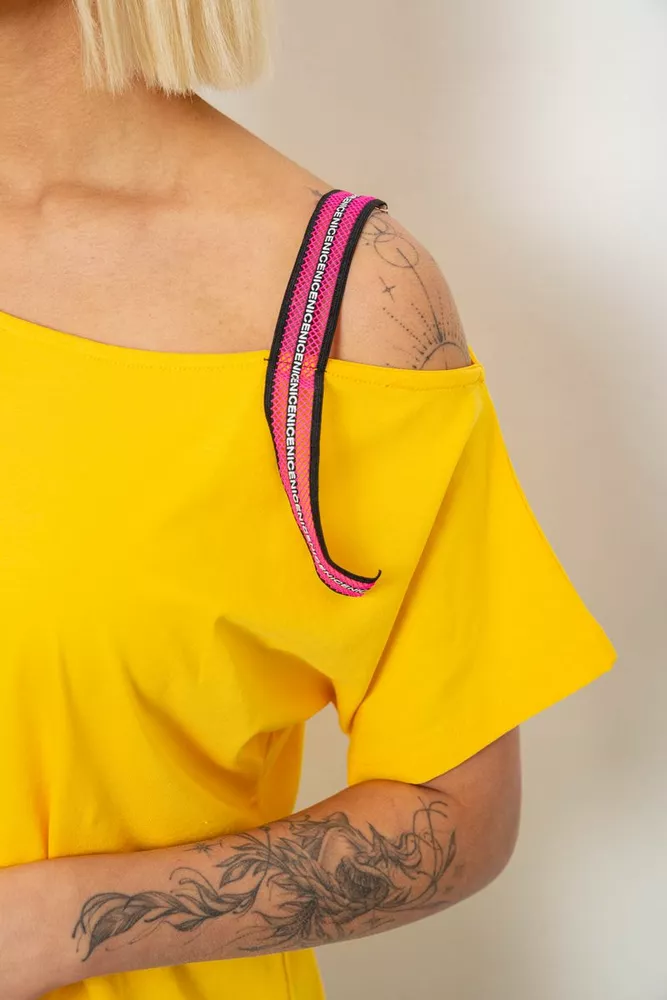 Купить Футболка женская с принтом, цвет желтый, 244R2158 - Фото №5