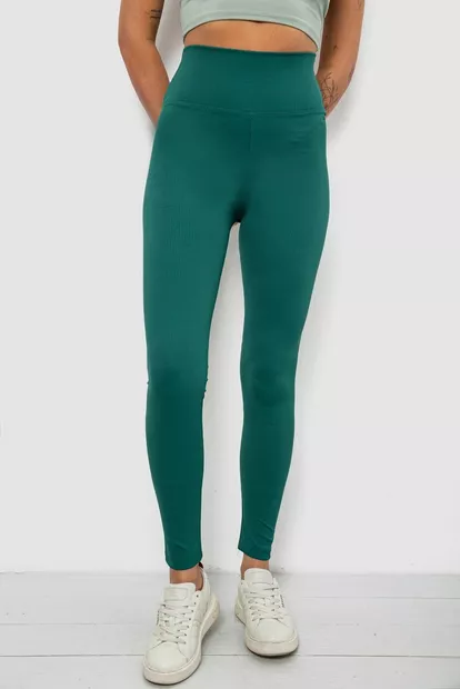 Лосины женские однотонные в рубчик, цвет зеленый, 214RU200