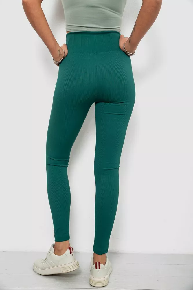 Купить Лосины женские однотонные в рубчик, цвет зеленый, 214RU200 - Фото №4