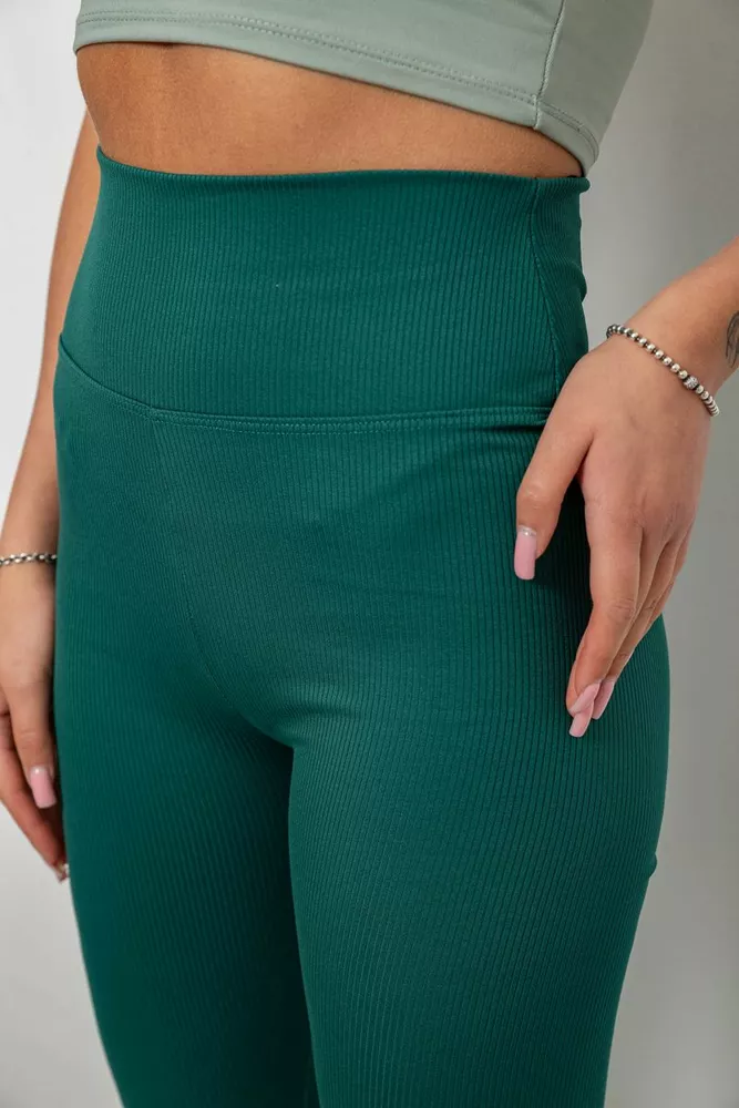 Купить Лосины женские однотонные в рубчик, цвет зеленый, 214RU200 - Фото №5