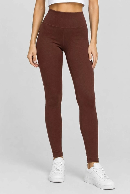 Лосины женские однотонные в рубчик, цвет коричневый, 214RU200