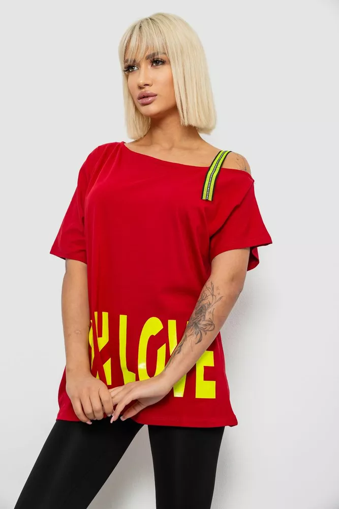 Купить Футболка женская с принтом, цвет красный, 244R2158 - Фото №3