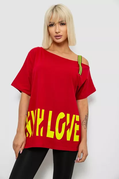 Футболка женская с принтом, цвет красный, 244R2158