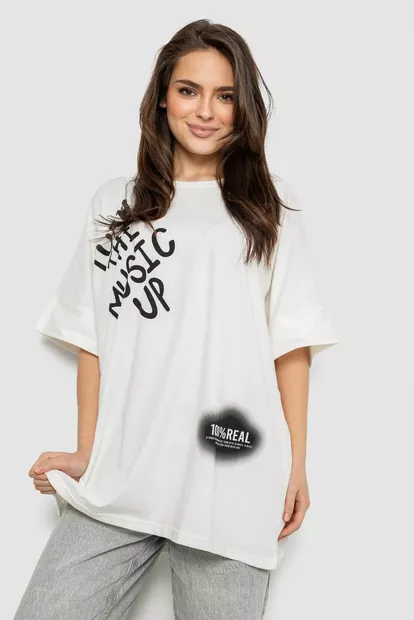 Футболка женская с принтом, цвет молочный, 244R4002-2