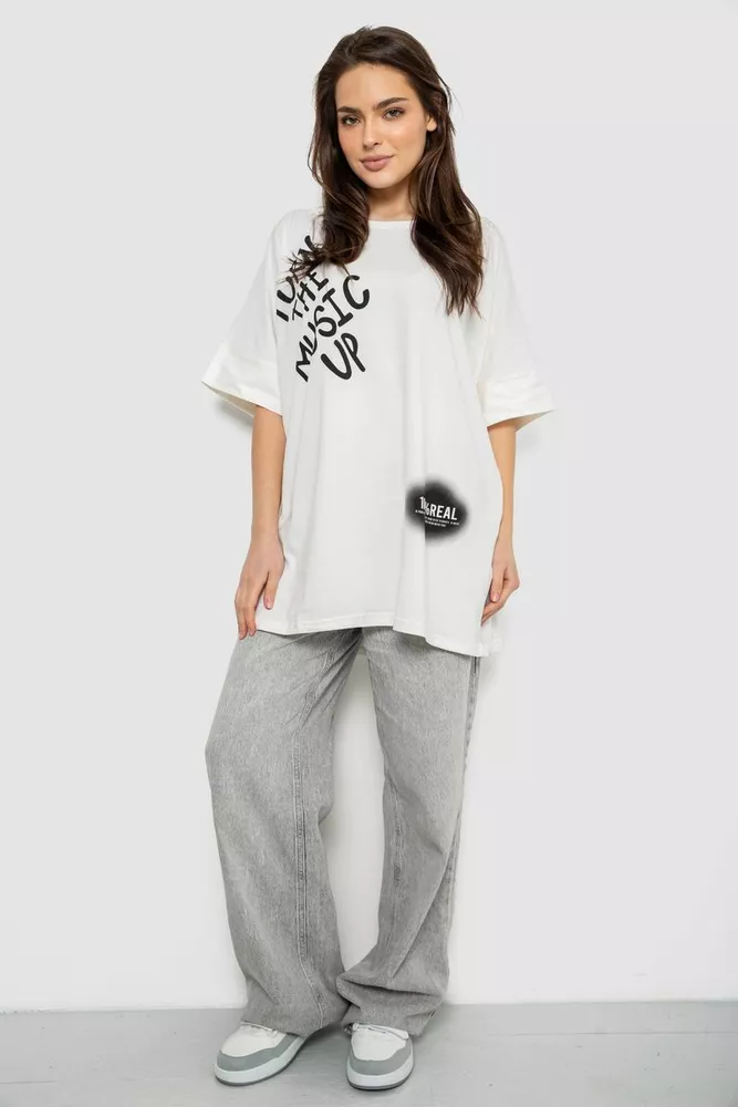 Купить Футболка женская с принтом, цвет молочный, 244R4002-2 - Фото №2